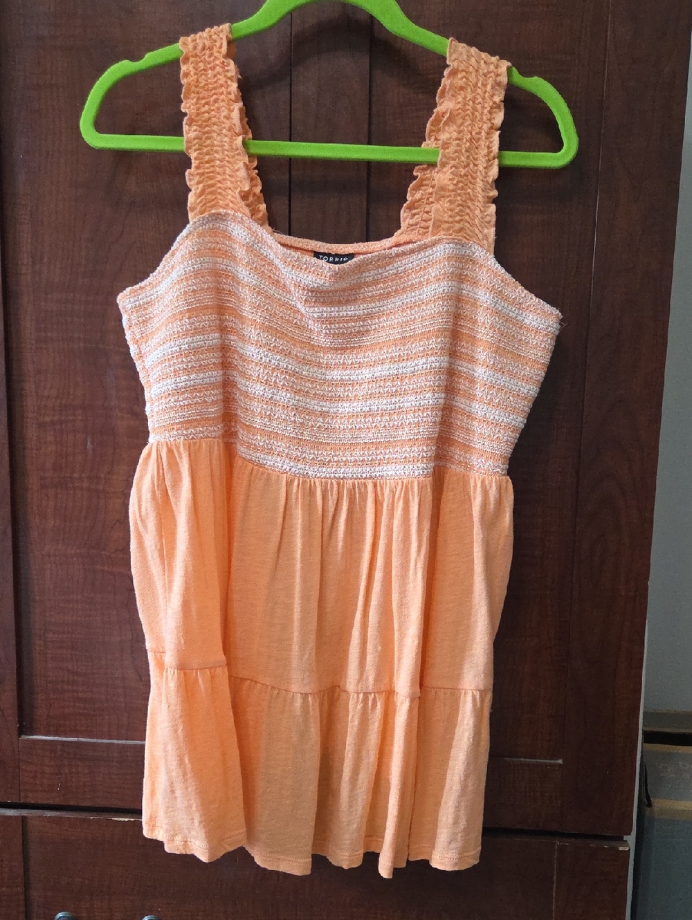 Peach Sleeveless Smocked Womens Top